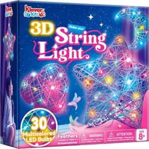3D String Art Kit Light Up with 30 Multi-Colored LED Bulbs