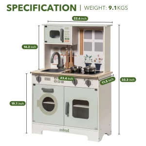 Wooden Play Kitchen Set  w/ Lights & Sounds Gift for Girls and Boys