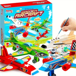 JOYFY 4Pcs DIY Wooden Aircrafts-Build & Paint Your Own