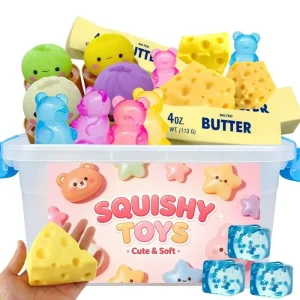 Random Slow Rising Squishy Set, Cheese Bun Dumpling Bread Bear Squeeze Toys