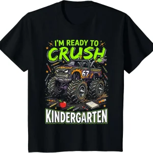 Kids Cool Back To School Kindergarten Boys Monster Truck T-Shirt