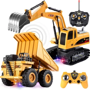 JOYFY 2 PCS Remote Control Construction Vehicle Toy Set