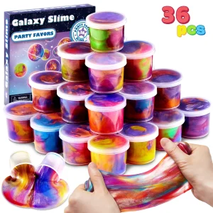 Joyfy 36 Pcs Galaxy Slime Cup  Stretchy Non-Sticky