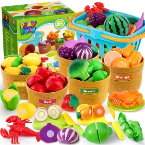 Joyfy 60 pcs Play Food Set for Kids Kitchen