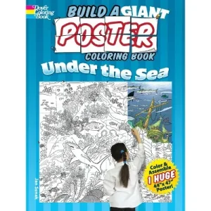 Under the Sea Build a Giant Poster Coloring Book for Kids , 24 Ocean Illustrations, 48 Page Paperback