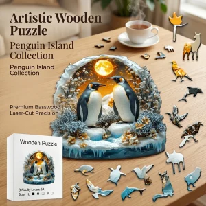Penguin Wooden Jigsaw Puzzle with Unique Animal Pieces,