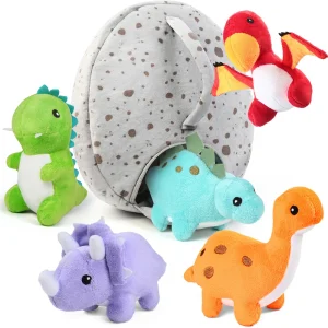 Dinosaur Stuffed Animals, 5 Small Dinosaur Plush Egg Bag