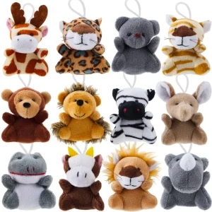 24 Pcs Small Stuffed Animals 3“ Kids Safari Animals Plush Toys