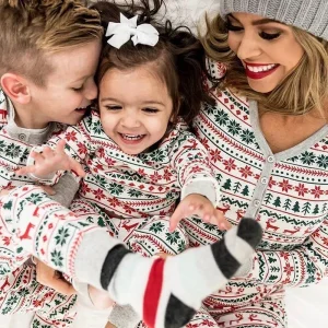 Christmas Gift Family Matching Outfits Allover Print Mom Dad Kids 2 Pieces