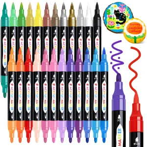 TBC The Best Crafts Acrylic Paint Markers, 24/48/72/108 Colors Dual Tip Pen Waterproof, Non-Toxic for Rock Painting, Wood, Glass, Ceramic, Fabric